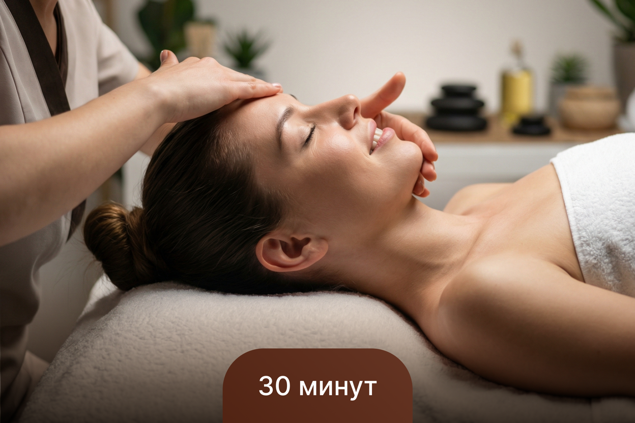 Массаж лица + очищение 30 минут